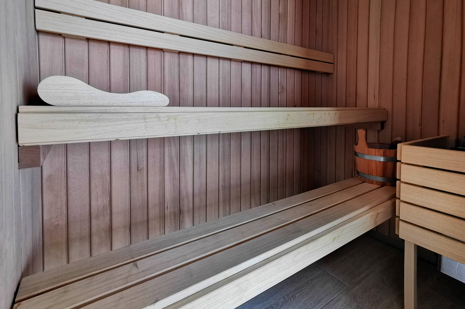 Sauna finlandesa de madera del spa del Hotel Castillo de Peñíscola